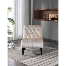 anbazar beige velvet accent chair