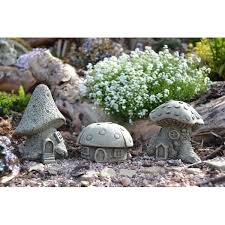 Fairy Mushroom House Set Of 3 Stone