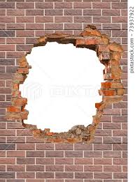 Broken Hole In An Old Brick Wall