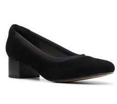 Details About Clarks 26143929 Womens Chartli Fame Black Suede Low Top Pump Heel Sandals Shoes
