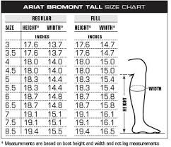 Ariat Bromont Size Charts Unicorn Saddlery