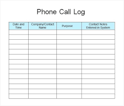 Incoming Call Template Telephone Log Sheet Template Captivating