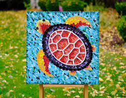 Sea Turtle Mosaic Art Ocean Marine Wall
