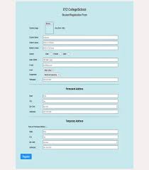 student registration form in html