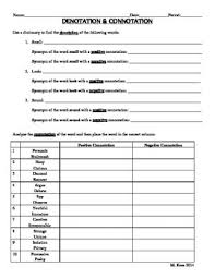 While some connotations could be understood these worksheets have been specifically designed for use with any international curriculum. Connotation And Denotation Practice Worksheet By Koss Class Tpt
