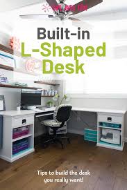 Notice how the thick black lines contrast with white and gray. Diy L Shaped Desk Home Office Makeover Girl Just Diy
