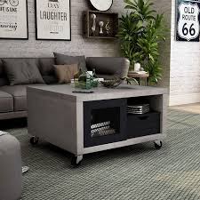 small coffee table on wheels industrial