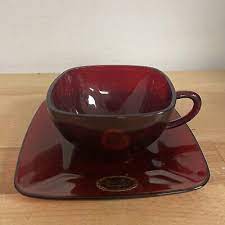 Vintage Ruby Red Coffee Cup And Saucer