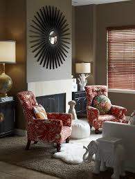 taupe and red living room