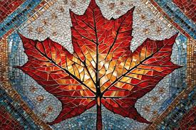 Maple Leaf On A Stained Glass Window