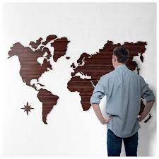 Mapa mundial de madeira com pin bandeiras dos paises. Mapa Mundi Decorativo Mdf Madeira Escura Viagema Mapas Para Quem Ama Viajar