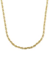 Rope Chain 24 Necklace 3mm In Solid 14k Gold