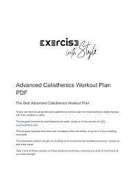 advanced calisthenics workout plan pdf