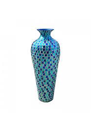 Metal Mosaic Floor Vase With Geometric