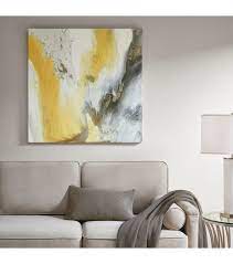 Yellow Abstract Canvas Wall Art Silver
