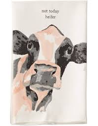 cow farm s dish towel not today