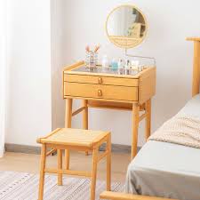 bamboo makeup vanity table with stool