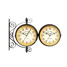 Wrought Iron Wall Clock Brown White