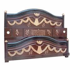 Queen Size Brown Wooden Bed Headboard