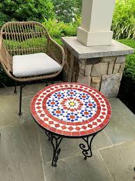 Mosaic Patio Table Red Blue Zellige