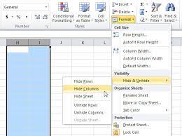 unhide rows and columns in excel 2010