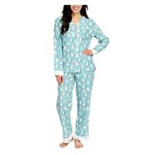 Details About Munki Munki Womens 2 Piece Pajama Flannel Classic Pj Set Turquoise Snowman Sz L