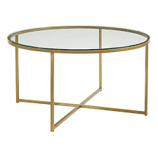 Stella Round Glass Coffee Table Gold