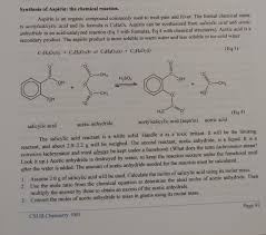 Solved Synthesis Of Aspirin The