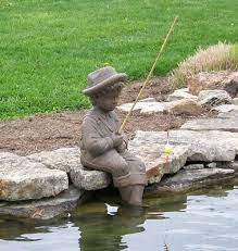 Fishing Boy Cast Stone Statue Sculpture