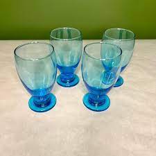 Set Of Four Vintage Glasses Cobalt