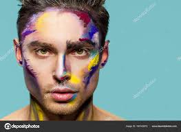 male face makeup art stock photo by