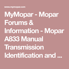 Mymopar Mopar Forums Information Mopar A833 Manual