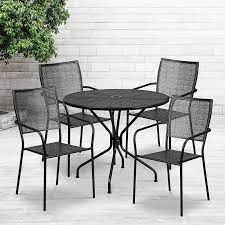 Patio Table Set W 4 Square Back Chairs