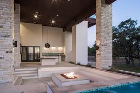sunken outdoor seating area with modern
