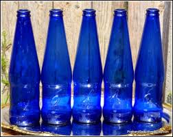 Cobalt Blue Glass Vintage Five Bottles