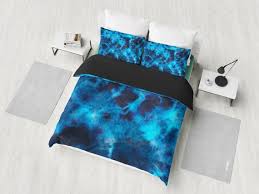 blue grunge tie dye bedding set duvet