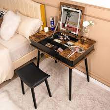costway vanity table set w flip top