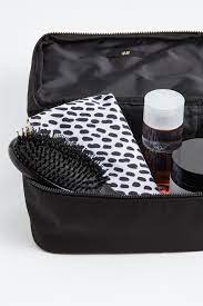 large two tiered wash bag black