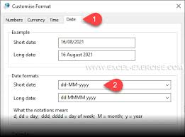 change the default date format in excel