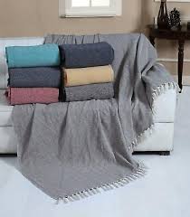 cotton fringed throw blanket for bed
