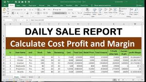 profit and margin calculate in excel