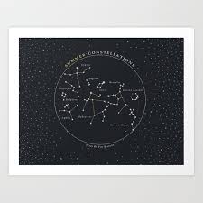 Summer Constellations Astronomy Star Chart Art Print