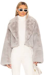 Adrienne Landau Faux Fox Jacket In Grey