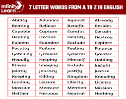 7 letter words from a to z in english