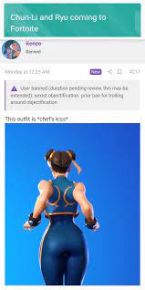 Banned for finding Chun-Li's Alpha outfit in Fortnite attractive | Chun-Li  | Know Your Meme