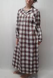 Ll Bean Plaid Flannel Granny Nightgown 100 Cotton White