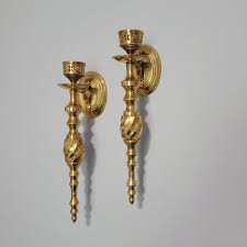 Tall Brass Sconces Wall Candleholders