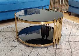 Glass Coffee Table Gold Black 236b
