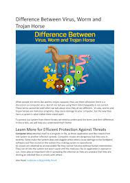The denial of service (dos) attack trojan is a type of trojan horse that can cause network traffic to slow. Difference Between Virus Worm And Trojan Horse By Jannythomas Issuu
