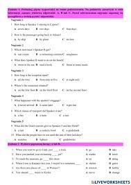 Test (Klasa 7, unit 6) worksheet